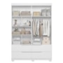 Guarda Roupa Solteiro Doble 4 Portas Flex Branco/Freijó com Espelho - Móveis Albatroz