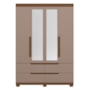 Guarda Roupa Solteiro Doble 4 Portas Nogueira/Capuccino com Espelho - Móveis Albatroz