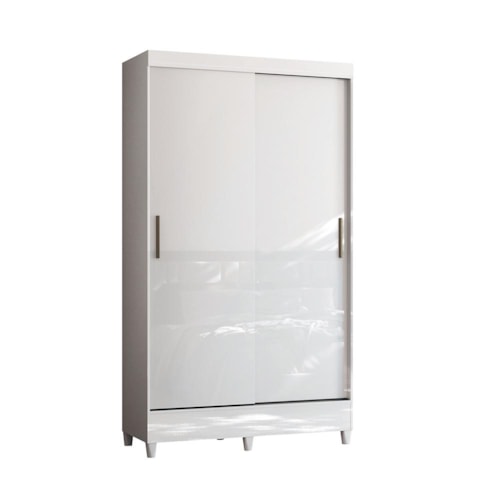 Guarda Roupa Solteiro Fit 2 Portas de Correr Branco com Pés - Santos Andirá