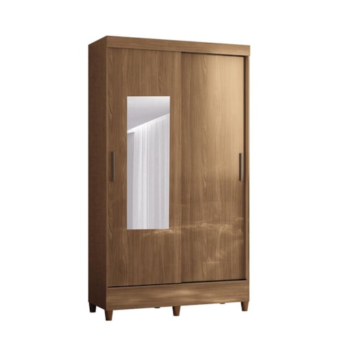 Guarda Roupa Solteiro Fit 2 Portas de Correr Jequitibá com Espelho e Pés - Santos Andirá