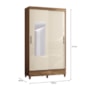 Guarda Roupa Solteiro Fit 2 Portas de Correr Jequitibá/Off White com Espelho e Pés - Santos Andirá