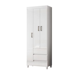 Guarda Roupa Solteiro Fit 3 Portas 2 Gavetas Branco com Pés - Santos Andirá