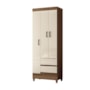 Guarda Roupa Solteiro Fit 3 Portas 2 Gavetas Jequitibá/Off White com Pés - Santos Andirá