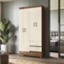 Guarda Roupa Solteiro Fit 4 Portas 2 Gavetas Jequitibá/Off White com Pés - Santos Andirá