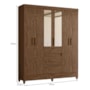 Guarda Roupa Solteiro Itatiba 6 Portas e 3 Gavetas Castanho Wood com Espelho - Moval