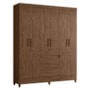 Guarda Roupa Solteiro Itatiba 6 Portas e 3 Gavetas Castanho Wood - Moval