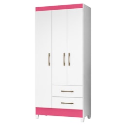 Guarda Roupa Solteiro Lima 3 Portas e 2 Gavetas Branco/Rosa - Moval Guarda Roupa Solteiro Lima 3 Portas e 2 Gavetas Branco/Rosa - Moval