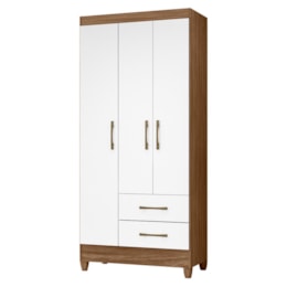 Guarda Roupa Solteiro Lima 3 Portas e 2 Gavetas Naturale/Branco - Moval Guarda Roupa Solteiro Lima 3 Portas e 2 Gavetas Naturale/Branco - Moval