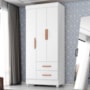Guarda Roupa Solteiro Lite 3 Portas e 2 Gavetas Branco - Móveis Leão