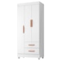 Guarda Roupa Solteiro Lite 3 Portas e 2 Gavetas Branco - Móveis Leão