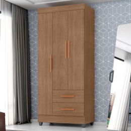 Guarda Roupa Solteiro Lite 3 Portas e 2 Gavetas Carvalho Oak - Móveis Leão