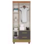 Guarda Roupa Solteiro Lite 3 Portas e 2 Gavetas Nature/Cinza - Móveis Leão