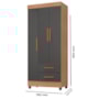 Guarda Roupa Solteiro Lite 3 Portas e 2 Gavetas Nature/Cinza - Móveis Leão