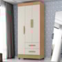 Guarda Roupa Solteiro Lite 3 Portas e 2 Gavetas Nature/Off White - Móveis Leão 