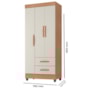 Guarda Roupa Solteiro Lite 3 Portas e 2 Gavetas Nature/Off White - Móveis Leão 