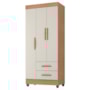 Guarda Roupa Solteiro Lite 3 Portas e 2 Gavetas Nature/Off White - Móveis Leão 