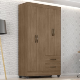 Guarda Roupa Solteiro Lite 4 Portas e 2 Gavetas Carvalho Oak - Móveis Leão Guarda Roupa Solteiro Lite 4 Portas e 2 Gavetas Carvalho Oak - Móveis Leão