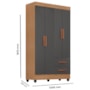 Guarda Roupa Solteiro Lite 4 Portas e 2 Gavetas Nature/Cinza - Móveis Leão