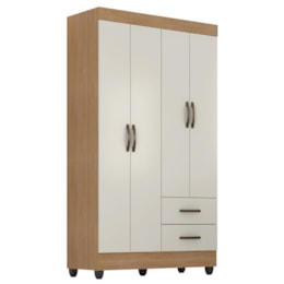 Guarda Roupa Solteiro Lite 4 Portas e 2 Gavetas Nature/Off White - Móveis Leão Guarda Roupa Solteiro Lite 4 Portas e 2 Gavetas Nature/Off White - Móveis Leão