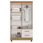 Guarda Roupa Solteiro Lite 4 Portas e 2 Gavetas Nature/Off White - Móveis Leão