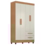 Guarda Roupa Solteiro Lite 4 Portas e 2 Gavetas Nature/Off White - Móveis Leão