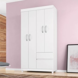 Guarda Roupa Solteiro Lótus 4 Portas e 2 Gavetas Branco - Demóbile Guarda Roupa Solteiro Lótus 4 Portas e 2 Gavetas Branco - Demóbile
