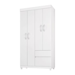 Guarda Roupa Solteiro Lótus 4 Portas e 2 Gavetas Branco - Demóbile Guarda Roupa Solteiro Lótus 4 Portas e 2 Gavetas Branco - Demóbile
