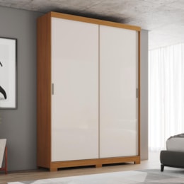 Guarda Roupa Solteiro Lucca 2 Portas Deslizantes Flex Cinamomo/Off White - Móveis Henn