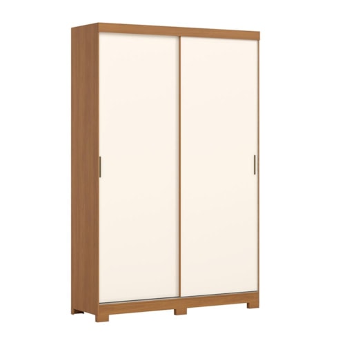 Guarda Roupa Solteiro Lucca 2 Portas Deslizantes Flex Cinamomo/Off White - Móveis Henn