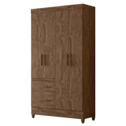 Guarda Roupa Solteiro Madri 4 Portas e 2 Gavetas Castanho Wood - Moval