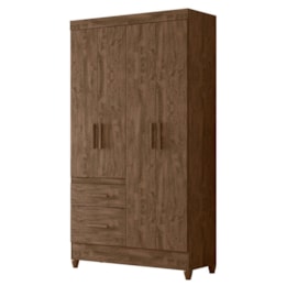 Guarda Roupa Solteiro Madri 4 Portas e 2 Gavetas Castanho Wood - Moval Guarda Roupa Solteiro Madri 4 Portas e 2 Gavetas Castanho Wood - Moval