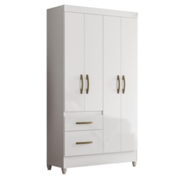 Guarda Roupa Solteiro Madri 4 Portas e 2 Gavetas Color Flex Branco - Moval