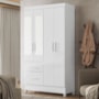 Guarda Roupa Solteiro Madri 4 Portas e 2 Gavetas Flex Branco com Espelho - Moval