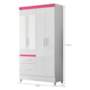 Guarda Roupa Solteiro Madri 4 Portas e 2 Gavetas Flex Branco/Rosa com Espelho - Moval 