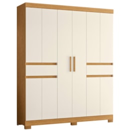 Guarda Roupa Solteiro Olímpia 10 Portas 2 Gavetas Cinamomo/Off White - Móveis Albatroz