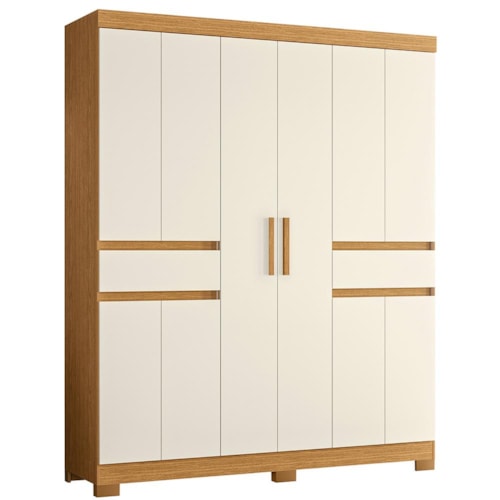 Guarda Roupa Solteiro Olímpia 10 Portas 2 Gavetas Cinamomo/Off White - Móveis Albatroz