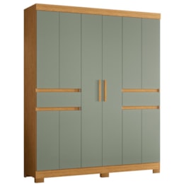 Guarda Roupa Solteiro Olímpia 10 Portas 2 Gavetas Cinamomo/Sálvia - Móveis Albatroz