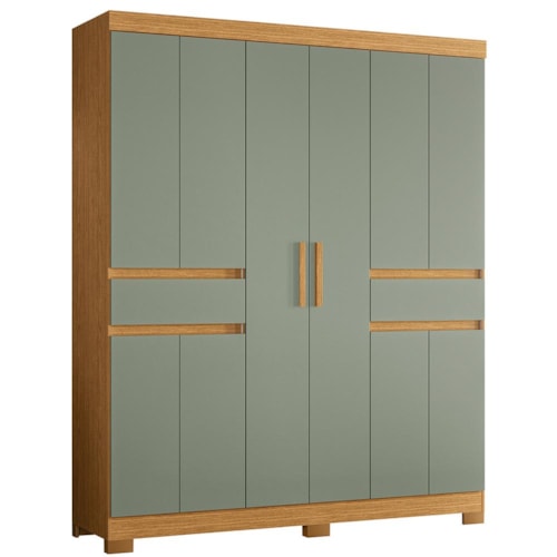 Guarda Roupa Solteiro Olímpia 10 Portas 2 Gavetas Cinamomo/Sálvia - Móveis Albatroz