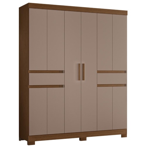 Guarda Roupa Solteiro Olímpia 10 Portas 2 Gavetas Nogueira/Capuccino - Móveis Albatroz