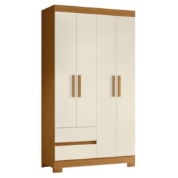 Guarda Roupa Solteiro Olímpia 4 Portas 2 Gavetas Cinamomo/Off White - Móveis Albatroz