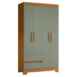 Guarda Roupa Solteiro Olímpia 4 Portas 2 Gavetas Cinamomo/Sálvia - Móveis Albatroz