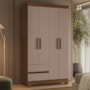 Guarda Roupa Solteiro Olímpia 4 Portas 2 Gavetas Nogueira/Capuccino - Móveis Albatroz