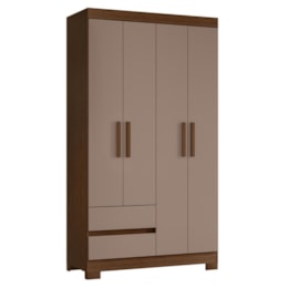Guarda Roupa Solteiro Olímpia 4 Portas 2 Gavetas Nogueira/Capuccino - Móveis Albatroz