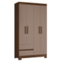 Guarda Roupa Solteiro Olímpia 4 Portas 2 Gavetas Nogueira/Capuccino - Móveis Albatroz