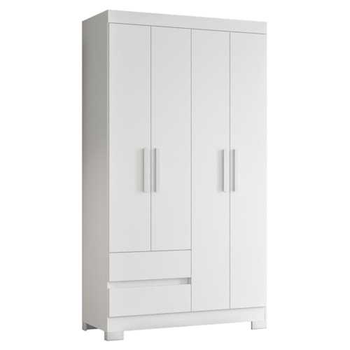 Guarda Roupa Solteiro Olímpia 4 Portas 2 Gavetas Quadriflex Branco - Móveis Albatroz