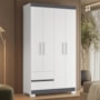 Guarda Roupa Solteiro Olímpia 4 Portas 2 Gavetas Quadriflex Branco/Titanium - Móveis Albatroz