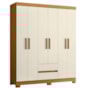 Guarda Roupa Solteiro Olímpia 6 Portas 2 Gavetas Cinamomo/Off White - Móveis Albatroz