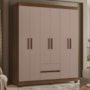 Guarda Roupa Solteiro Olímpia 6 Portas 2 Gavetas Nogueira/Capuccino - Móveis Albatroz