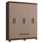 Guarda Roupa Solteiro Olímpia 6 Portas 2 Gavetas Nogueira/Capuccino - Móveis Albatroz