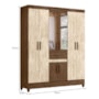 Guarda Roupa Solteiro Portugal 8 Portas e 1 Gaveta Castanho Wood/Avelã Wood com Espelho - Moval